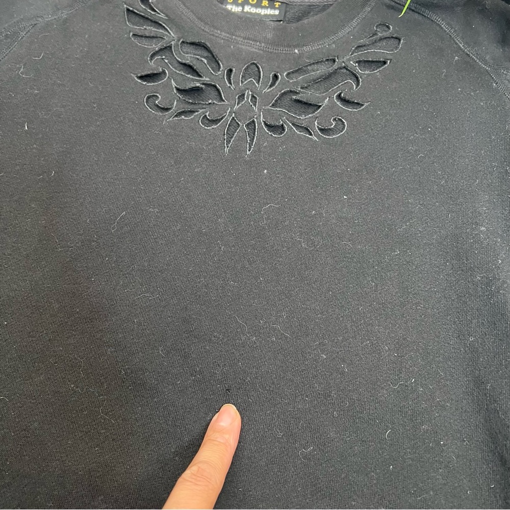Womens The Kooples Black Cut-Out Side Zipper Sweatshirt Top M - Picture 11 of 11